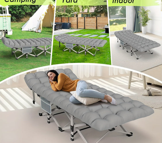 Folding Camp Cot with Mattress-2