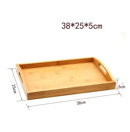 Bamboo Double Ear Rectangular Tea Set Tray