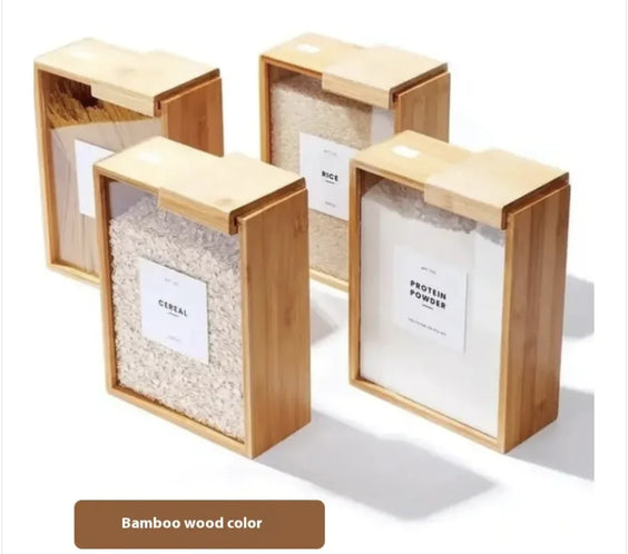 Bamboo Sliding Lid Grain Storage Box