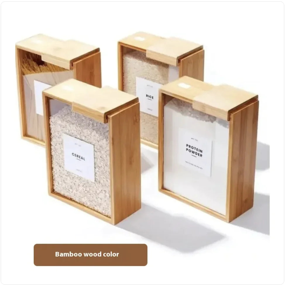 Bamboo Sliding Lid Grain Storage Box