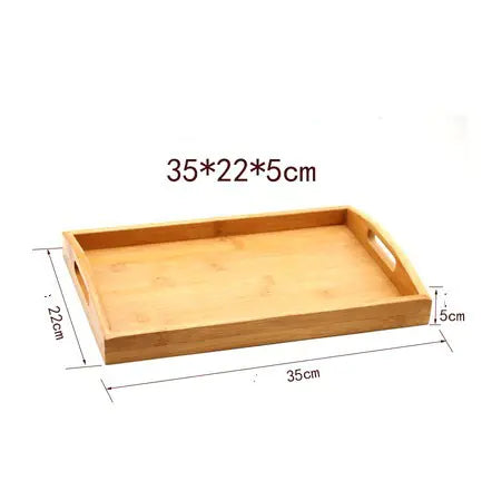 Bamboo Double Ear Rectangular Tea Set Tray