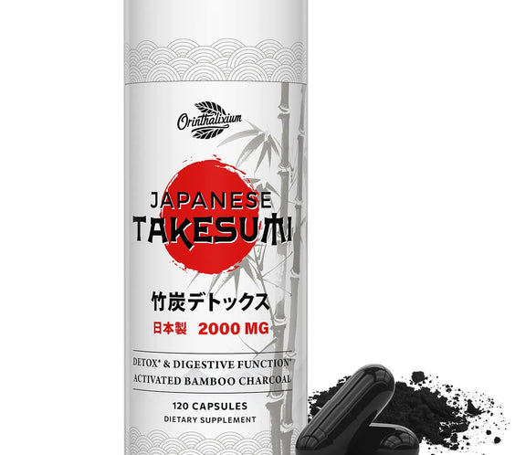 Orinthalixium Takesumi Activated Bamboo Charcoal 2000mg – Activated Charcoal from Bamboo for Max Absorption Detox & Gut 120 Vegan Capsules