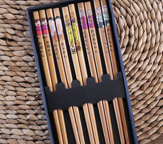 Kawashimaya Japanese Bamboo Chopsticks Set (5 Pairs)