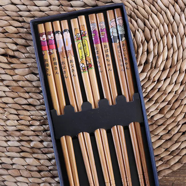 Kawashimaya Japanese Bamboo Chopsticks Set (5 Pairs)