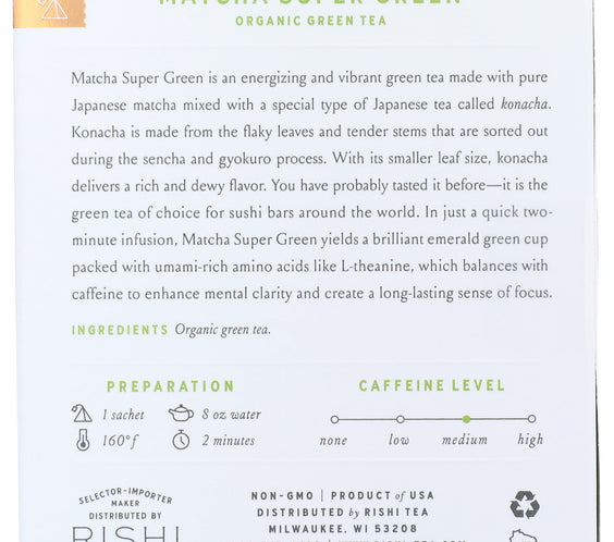 Rishi Tea Matcha Super Green (6x15 BAG)-1