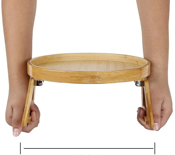 Foldable Round Bamboo Storage Tray with Legs