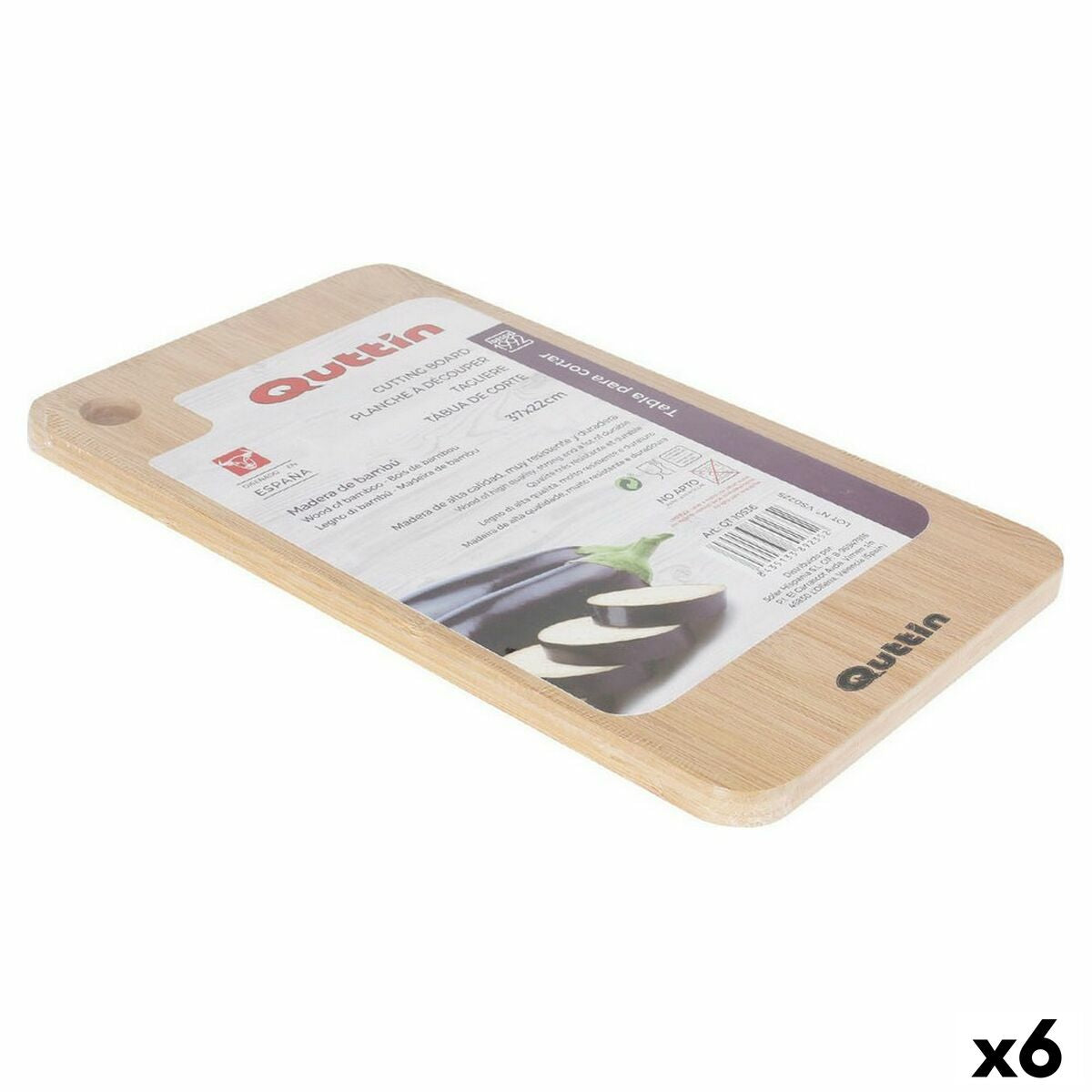 Cutting board Quttin Quttin Wood, bamboo Bamboo (6 Units) (37 x 22 cm)-0