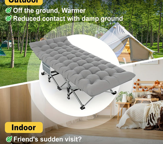 Folding Camp Cot with Mattress-3