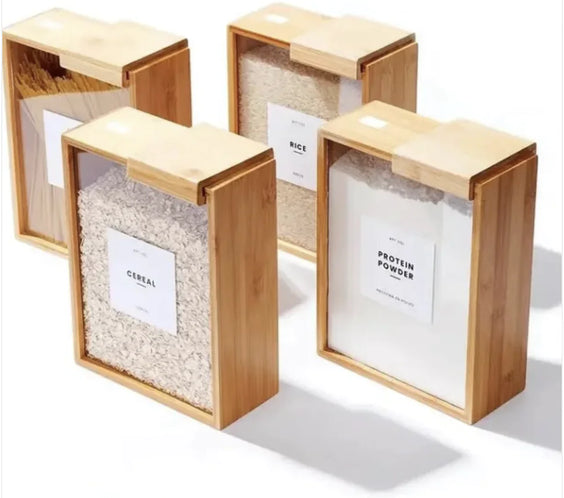 Bamboo Sliding Lid Grain Storage Box