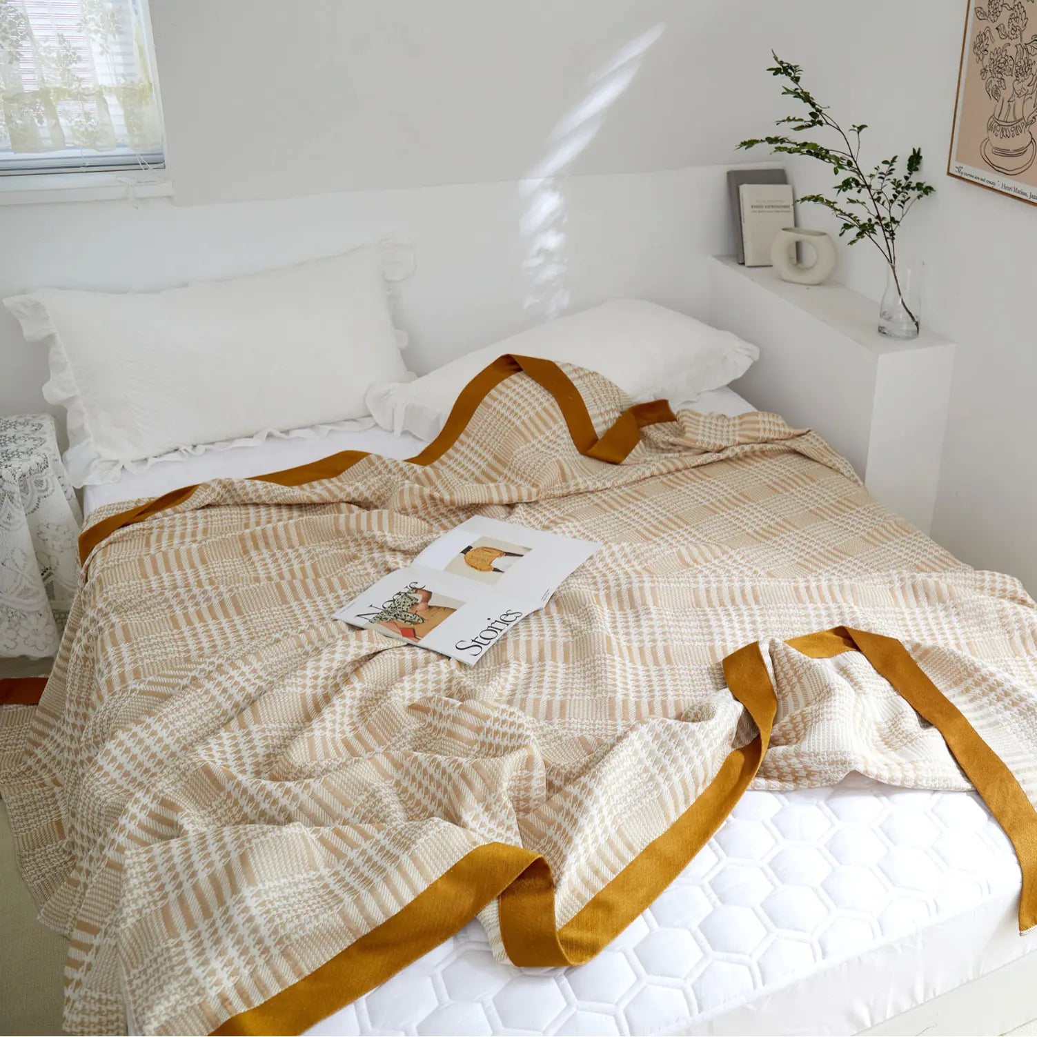 New Tassel Bamboo Fiber Towel Blanket with Jacquard Design