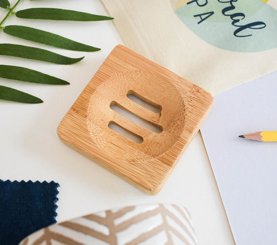 Shampoo / conditioner Bar sized Bamboo Draining Dish-1