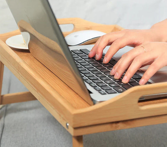 Foldable Laptop Stand & Breakfast Tray - Cozy Bedroom Desk-4