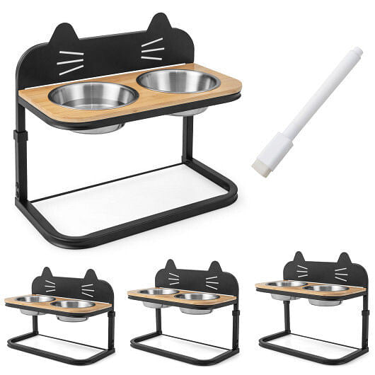 Elevated Pet Feeder with 2 Stainless Steel Bowls for Cats and Small and Medium Dogs-4