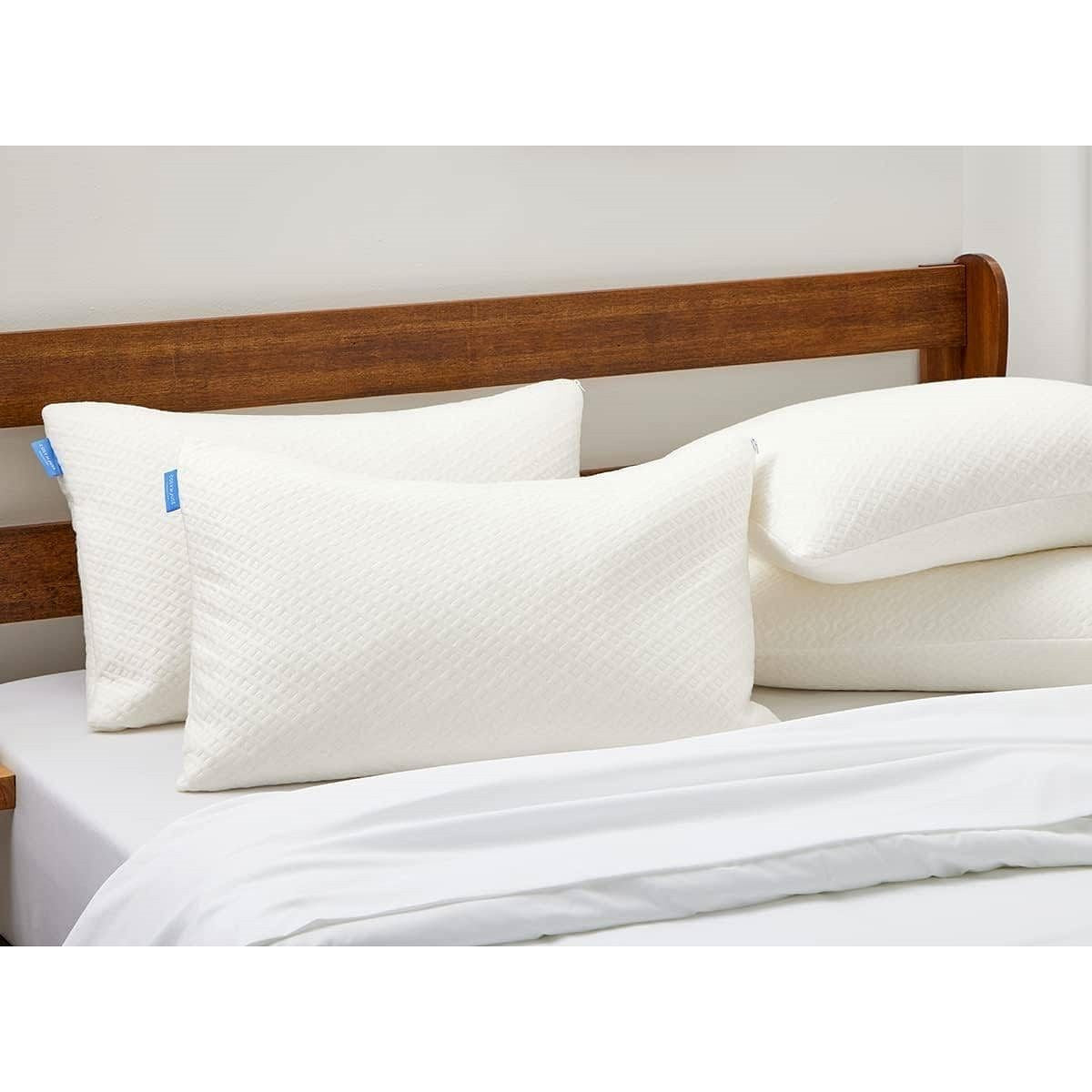 Queen Shredded Memory Foam Pillow with Luxury Soft Cool Bamboo Breathable Cover-1