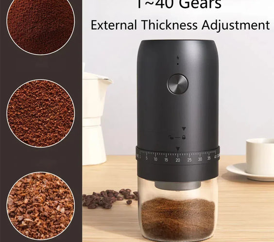 1800mAh Electric Coffee Grinder 40 Level Adjustable Burr Grinder Black-2