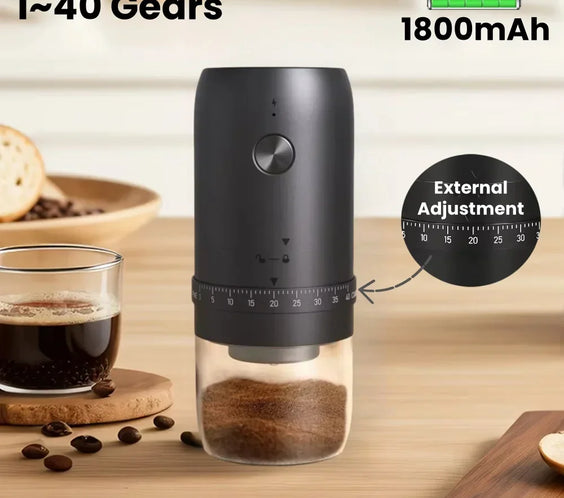 1800mAh Electric Coffee Grinder 40 Level Adjustable Burr Grinder Black-1