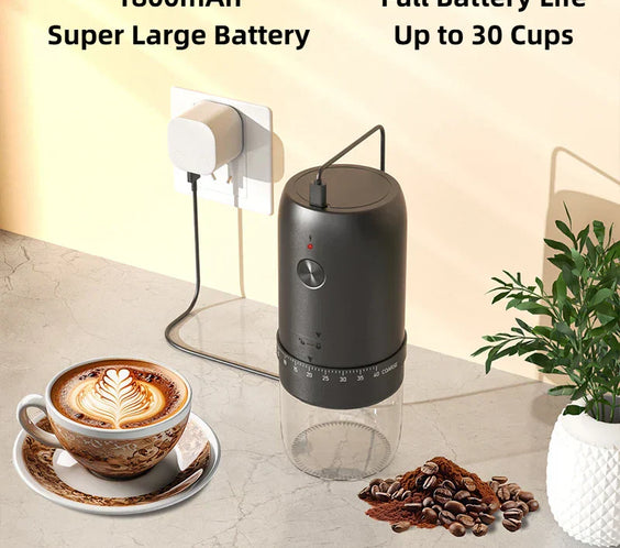 1800mAh Electric Coffee Grinder 40 Level Adjustable Burr Grinder Black-3