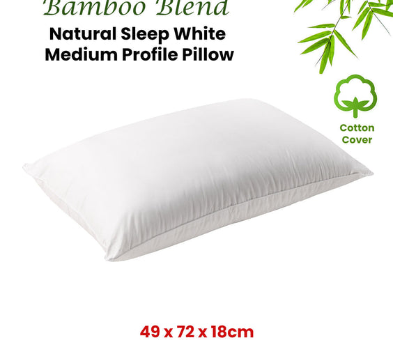 NNEDSZ Natural Sleep White Bamboo Blend Medium Profile Pillow-1