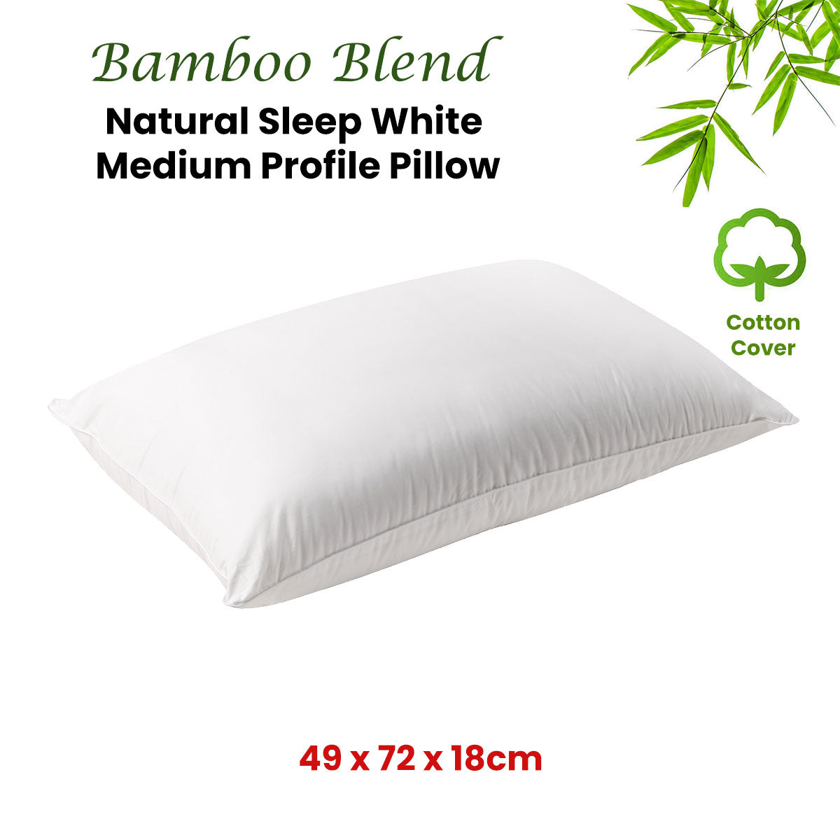 NNEDSZ Natural Sleep White Bamboo Blend Medium Profile Pillow-1