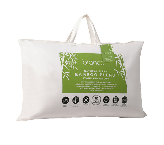 NNEDSZ Natural Sleep White Bamboo Blend Medium Profile Pillow-3