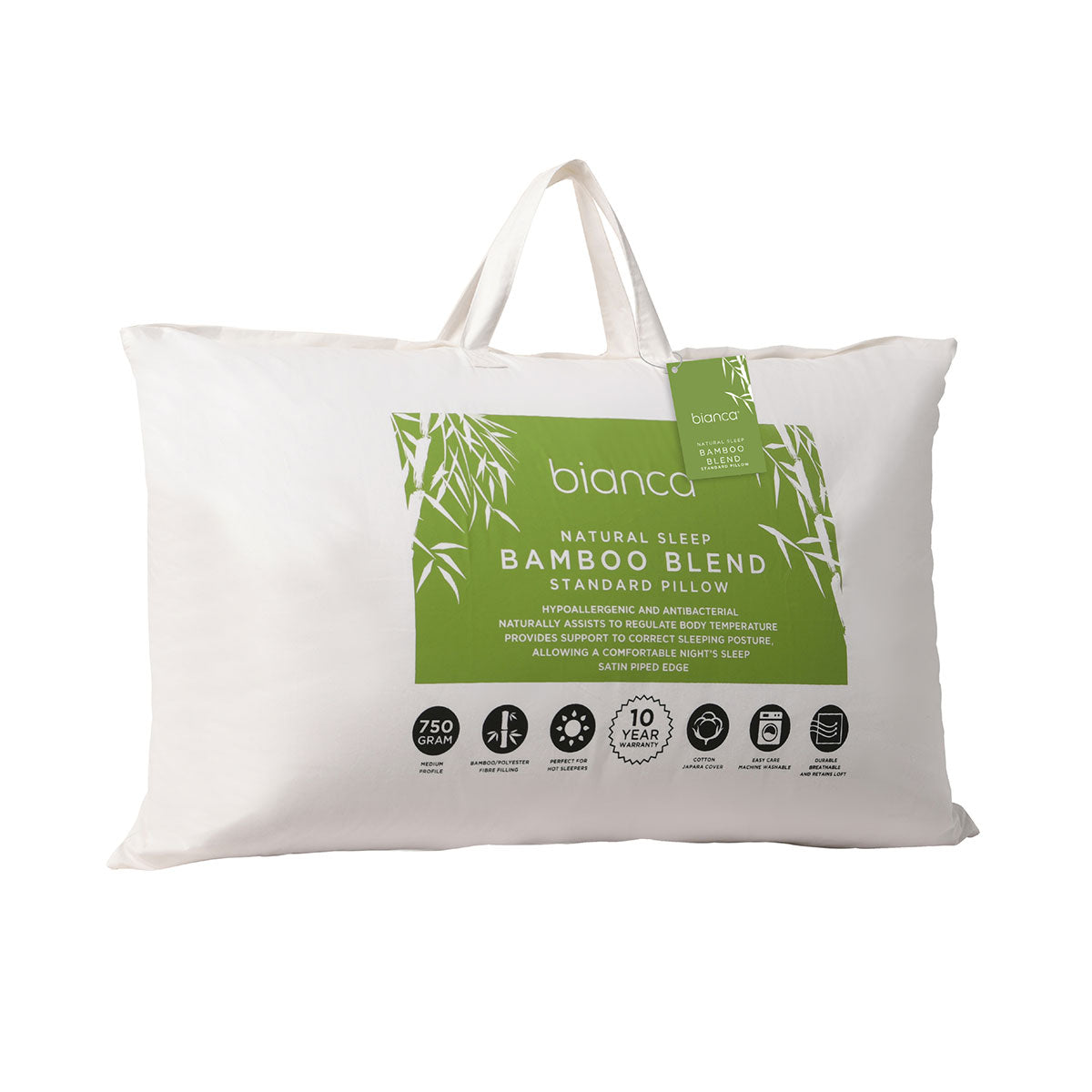 NNEDSZ Natural Sleep White Bamboo Blend Medium Profile Pillow-3