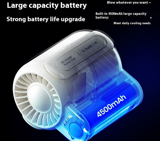 NNEDSZ White Outdoor Waist Fan - Portable Wearable Fan for Hands-Free Cooling-2