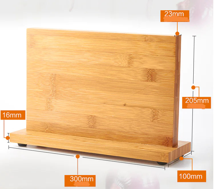 Bamboo Magnetic Knife Holder with Wooden Base