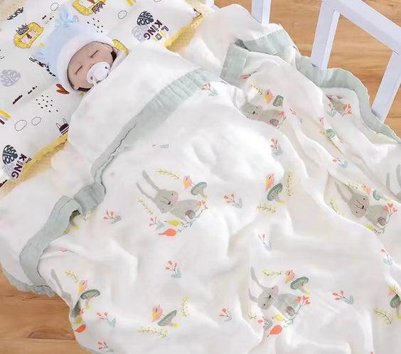 Bamboo Cotton 4-Layer Muslin Bath Towel and Swaddle