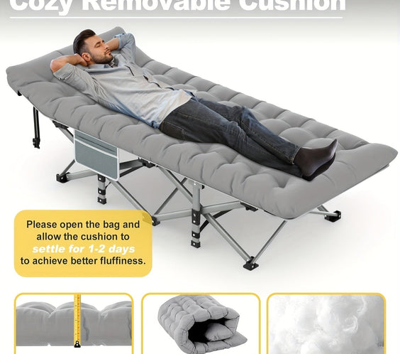 Folding Camp Cot with Mattress-1