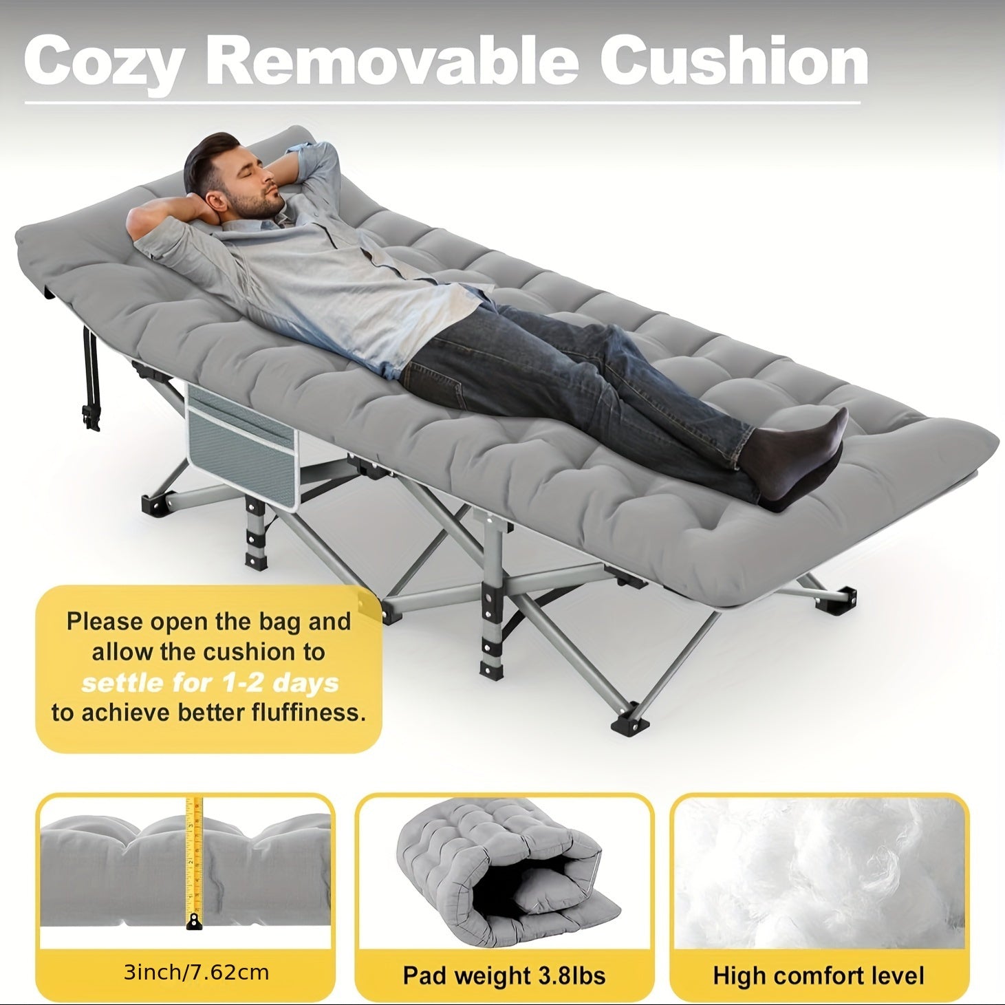 Folding Camp Cot with Mattress-1