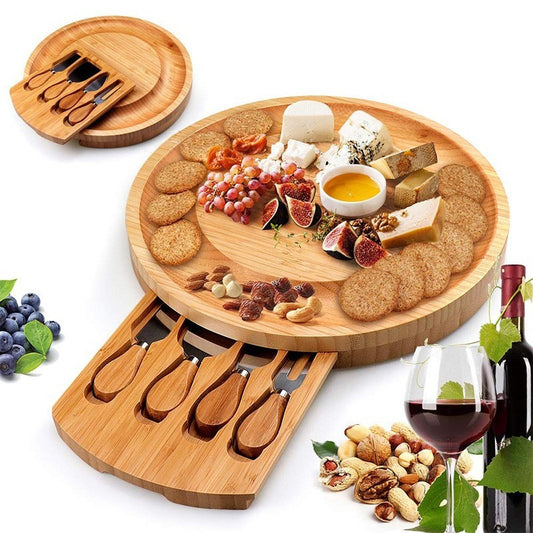 Bamboo Cheese Plate & Knifes Set