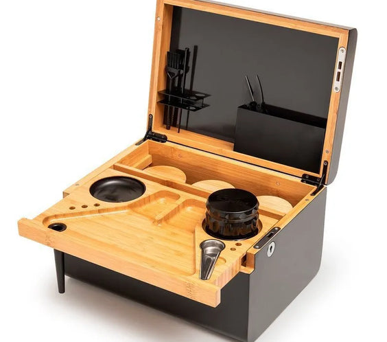 Removable Tray Bamboo Storage Box