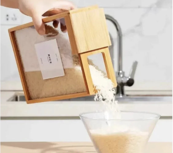 Bamboo Sliding Lid Grain Storage Box