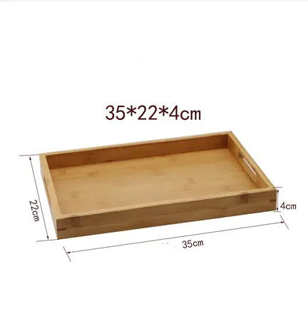 Bamboo Double Ear Rectangular Tea Set Tray