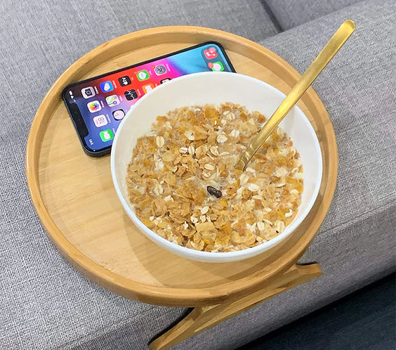 Foldable Round Bamboo Storage Tray with Legs