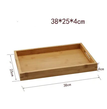 Bamboo Double Ear Rectangular Tea Set Tray