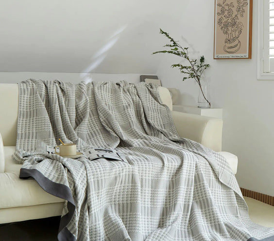 New Tassel Bamboo Fiber Towel Blanket with Jacquard Design